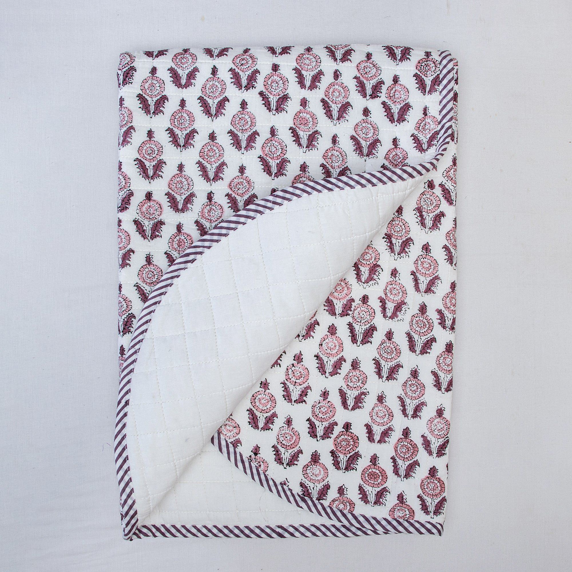 Pure Organic Cotton Red Floral Printed Baby Quilts Blankets 118